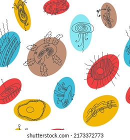 colorful bacteria on a white background for printing on paper and fabric