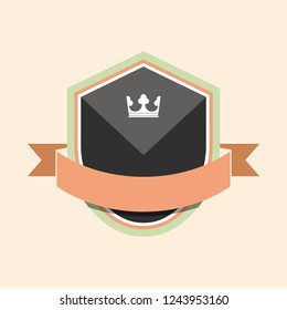 Colorful badge embellished with a banner