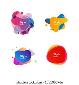 Colorful badges for banners set. Modern abstract figures on white background. Trendy minimal templates for presentations, banners, posters and flyers. Vector illustration