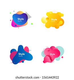 Colorful badges for banners set. Modern abstract figures on white background. Trendy minimal templates for presentations, banners, posters and flyers. Vector illustration