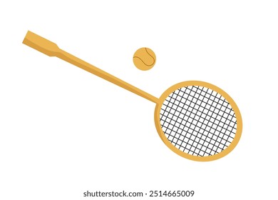 Colorful badminton racket and shuttlecock on a plain background for sports enthusiasts