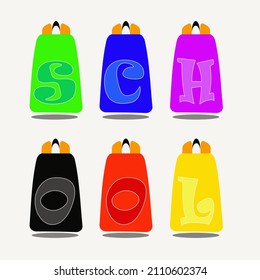 Colorful bag on white background, spirit to school