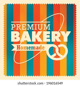 Colorful bakery label design. Vector illustration.