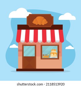 colorful bakery store illustration design