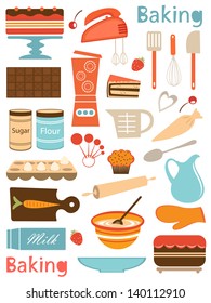 Colorful Baking Icons Composition. Vector Illustration