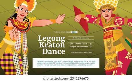 Colorful Balinese culture dancer illustration for social media or event poster