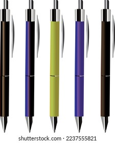 Colorful ball pen set vector