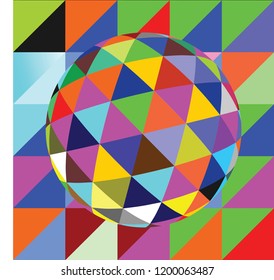 Colorful ball with triangle mosaic, vector