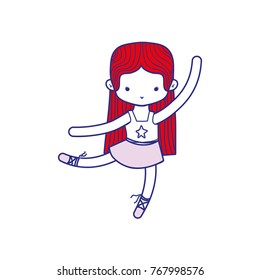 colorful ballerina dancer ballet with straight hair and clothes