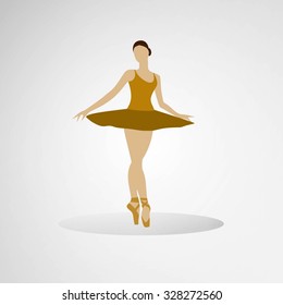 Colorful Ballerina dancing in yellow tutu - vector illustration isolated. 