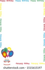 colorful ballons happy birthday frame 