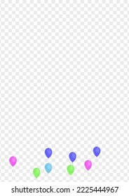 Farbiger Ballon Hintergrund Transparenter Vektorgrafik. Spielzeugjubiläumsillustration. Lila Creative. mehrfarbiges Helium. Luftbläser-Grenze.