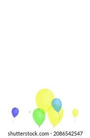 Colorful Balloon Background White Vector. Confetti Creative Illustration. Blue Art. Pink Toy. Baloon Jubilee Card.