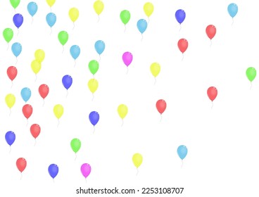 Colorful Balloon Background White Vector. Confetti Congratulation Frame. Multicolor Glossy. Green Ballon. Flying Event Card.