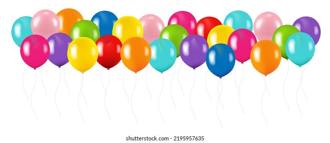 Colorful Balloon Border Isolated White Background Stock Vector (Royalty ...