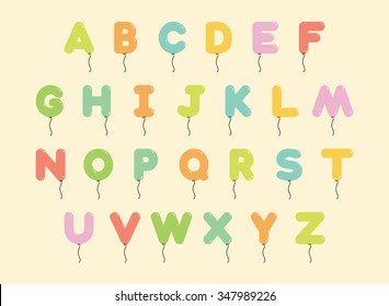 Colorful Balloon or Bubble Alphabet Letter Font with glint, Vector isolated