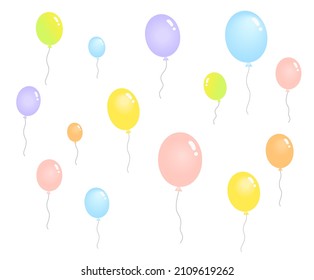 Colorful Balloon Collection illustration set. Party, birthday, card, decoration, firecracker. Vector drawing. Hand drawn style.