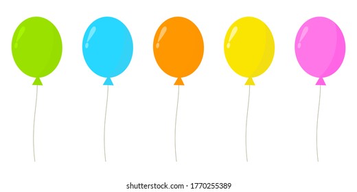 Colorful balloon collection on white background.