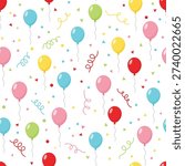 Colorful Balloon and Confetti Seamless Pattern for Party Celebration Wrapping Paper