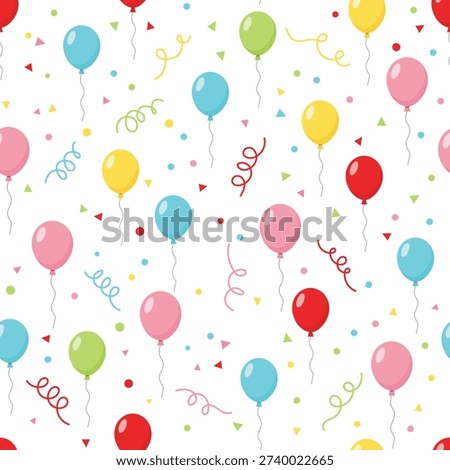 Colorful Balloon and Confetti Seamless Pattern for Party Celebration Wrapping Paper