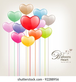 Colorful Balloon heart valentine's day, Vector illustration