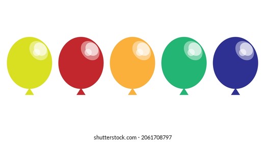 Colorful balloon icon set. Comic art. Cartoon style. Holiday decor. Party background. Vector illustration. Stock image. 