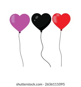 colorful balloon icons. Balloon in cartoon style. Bunch of Flying colorful balloons for birthday party, decoration. Party balloon sign and symbol collection in flat style.