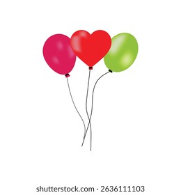colorful balloon icons. Balloon in cartoon style. Bunch of Flying colorful balloons for birthday party, decoration. Party balloon sign and symbol collection in flat style.