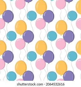 Colorful balloon seamless pattern isolated on white background. Vector illustration for birthday anniversary party,wrapping paper,textile design.