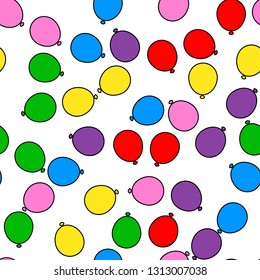 Colorful balloon seamless pattern on white background. Paper print design. Abstract retro vector illustration. Trendy textile, fabric, wrapping. Modern space decoration.