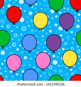 Colorful balloon seamless pattern on white background. Paper print design. Abstract retro vector illustration. Trendy textile, fabric, wrapping. Modern space decoration.