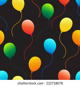 colorful balloon seamless pattern on black