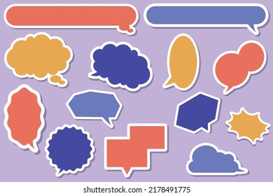 Colorful balloon set illustration. Vector material like stickers with shadows. Conversation, communication concept.
