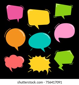 Colorful balloon speech bubbles set with short messages vector illustration