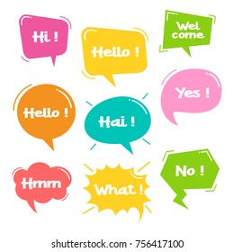 Colorful balloon speech bubbles set with short messages vector illustration