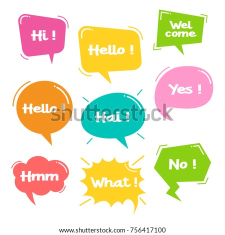 Colorful balloon speech bubbles set with short messages vector illustration