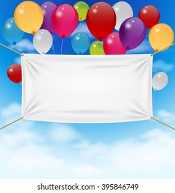 Colorful balloon with textile banner 