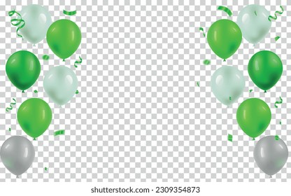 Colorful balloon vector illustration on transparent background. Birthday baloon flying for party. Birthday Party Balloon Set. Lettering Happy Birthday to you. Vector illustration