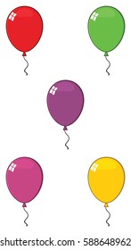 Colorful Balloons 01. Vector Collection Set Isolated On White Background