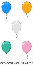 Colorful Balloons 02. Vector Collection Set Isolated On White Background