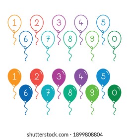 colorful balloons and 0-9 numbers