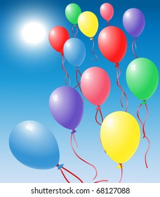 Colorful Balloons Against the sun and the blue sky