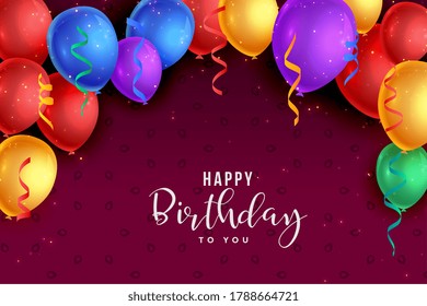 colorful balloons background happy birthday card design