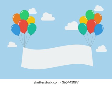 Colorful balloons with banner. Vector Illustration