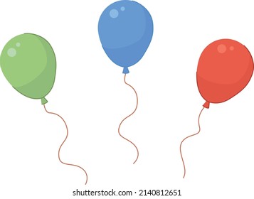 Colorful balloons. Birthday party decoration in cartoon style isolated on white background