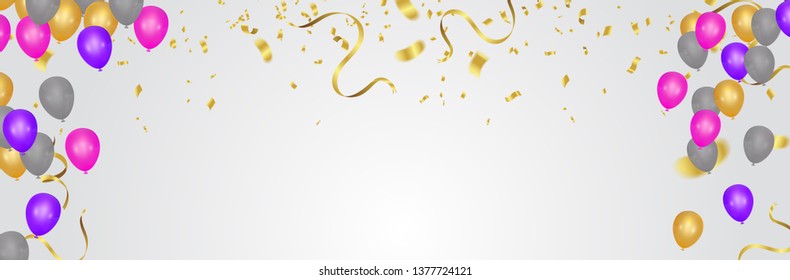 Colorful Balloons. Birthday, Party, Presentation, Sale, Anniversary and Club Design , Happy Banner. Vector illustration