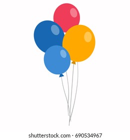 Globos coloridos de estilo plano aislados de fondo blanco. Conjunto de vectores
