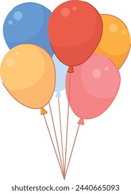 Colorful balloons bunch. Party holiday decoration icon isolated on white background