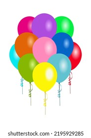 Colorful Balloons Bunch White Background