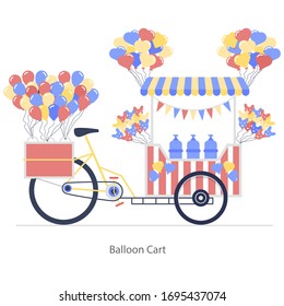 A colorful balloons cart vector design, balloon selling concept 